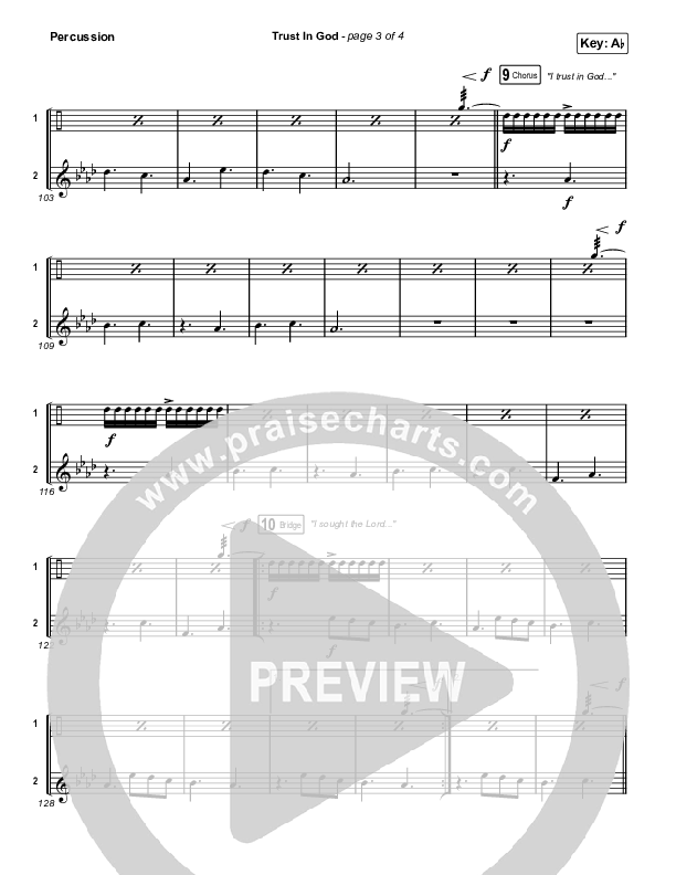 Trust In God (Worship Choir/SAB) Percussion (Elevation Worship / Chris Brown / Arr. Phil Nitz)