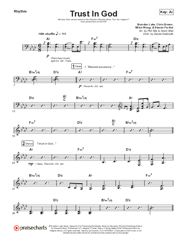 Trust In God (Worship Choir/SAB) Rhythm Chart (Elevation Worship / Chris Brown / Arr. Phil Nitz)