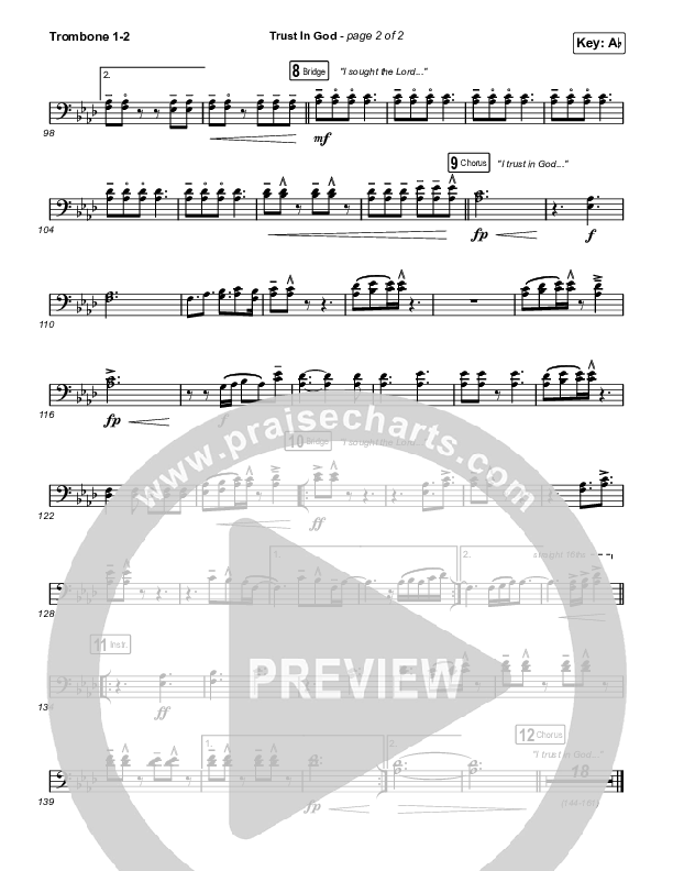 Trust In God (Worship Choir/SAB) Trombone 1/2 (Elevation Worship / Chris Brown / Arr. Phil Nitz)