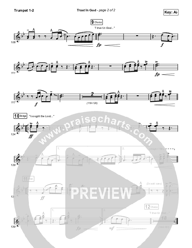 Trust In God (Worship Choir/SAB) Trumpet 1,2 (Elevation Worship / Chris Brown / Arr. Phil Nitz)