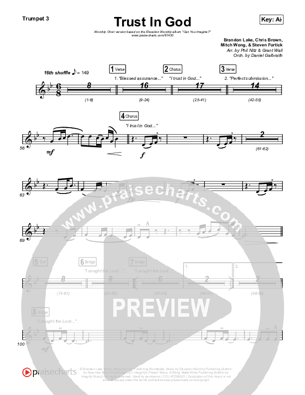 Trust In God (Worship Choir/SAB) Trumpet 3 (Elevation Worship / Chris Brown / Arr. Phil Nitz)