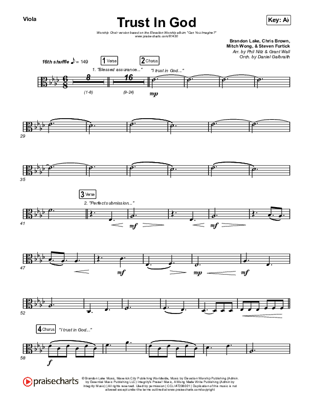 Trust In God (Worship Choir/SAB) Viola (Elevation Worship / Chris Brown / Arr. Phil Nitz)