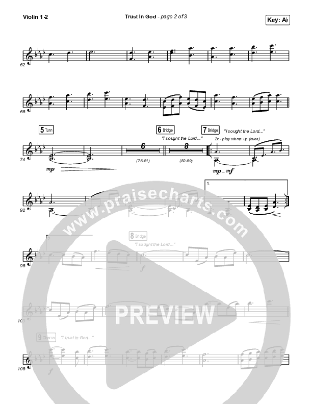 Trust In God (Worship Choir/SAB) Violin 1/2 (Elevation Worship / Chris Brown / Arr. Phil Nitz)