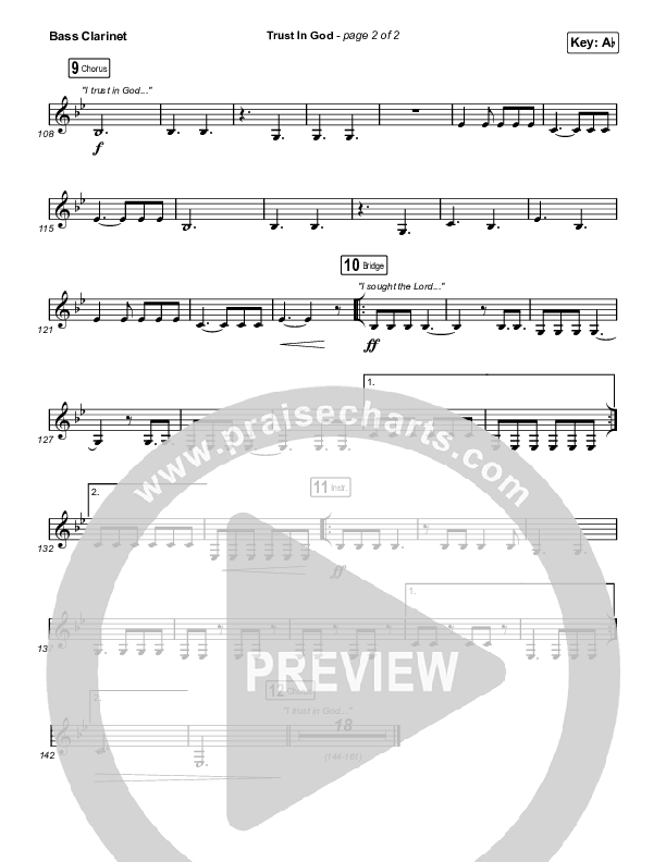 Trust In God (Unison/2-Part) Bass Clarinet (Elevation Worship / Chris Brown / Arr. Phil Nitz)