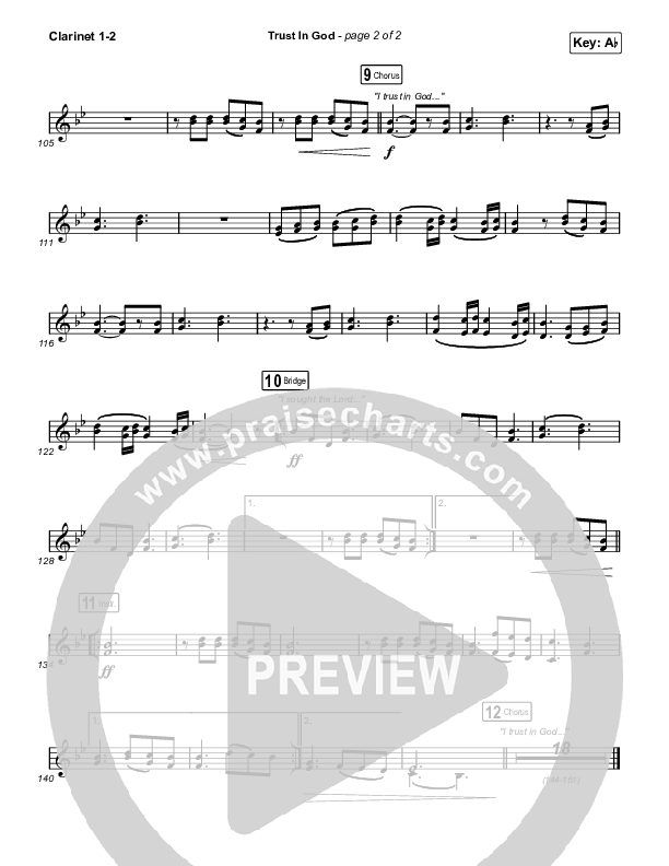 Trust In God (Unison/2-Part) Clarinet 1/2 (Elevation Worship / Chris Brown / Arr. Phil Nitz)