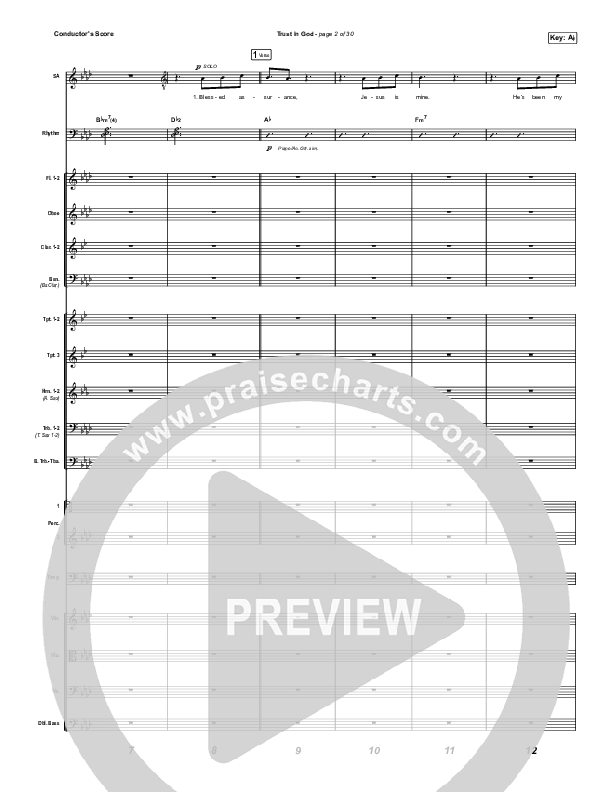 Trust In God (Unison/2-Part) Conductor's Score (Elevation Worship / Chris Brown / Arr. Phil Nitz)