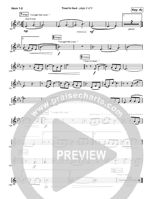 Trust In God (Unison/2-Part) French Horn 1/2 (Elevation Worship / Chris Brown / Arr. Phil Nitz)