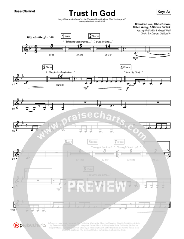 Trust In God (Sing It Now) Bass Clarinet (Elevation Worship / Chris Brown / Arr. Phil Nitz)