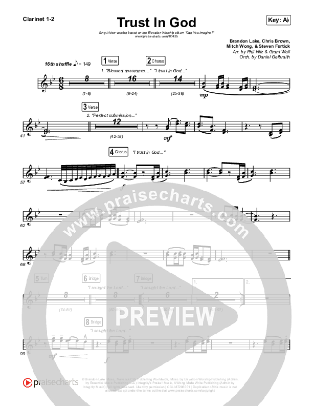 Trust In God (Sing It Now) Clarinet 1/2 (Elevation Worship / Chris Brown / Arr. Phil Nitz)