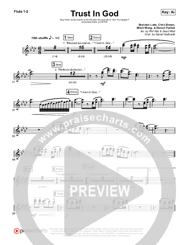 Trust In God (Sing It Now) Flute 1/2 (Elevation Worship / Chris Brown / Arr. Phil Nitz)