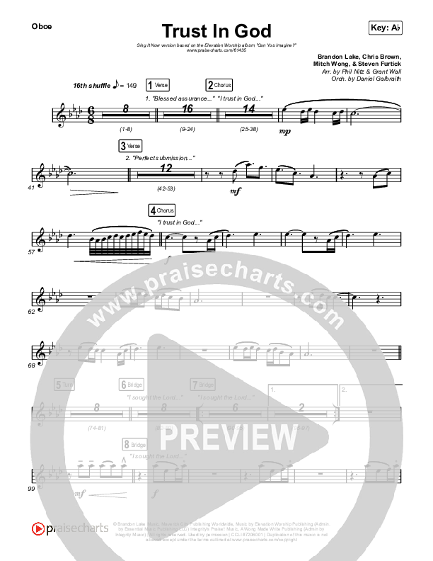 Trust In God (Sing It Now) Oboe (Elevation Worship / Chris Brown / Arr. Phil Nitz)