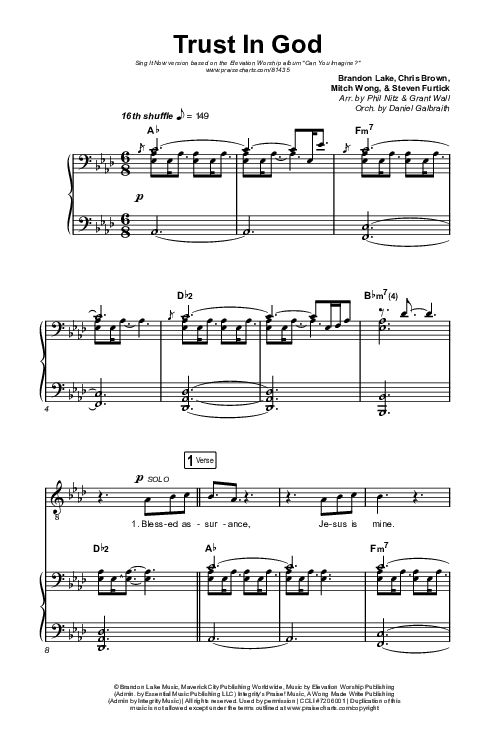 Trust In God (Sing It Now) Octavo (SATB & Pno) (Elevation Worship / Chris Brown / Arr. Phil Nitz)