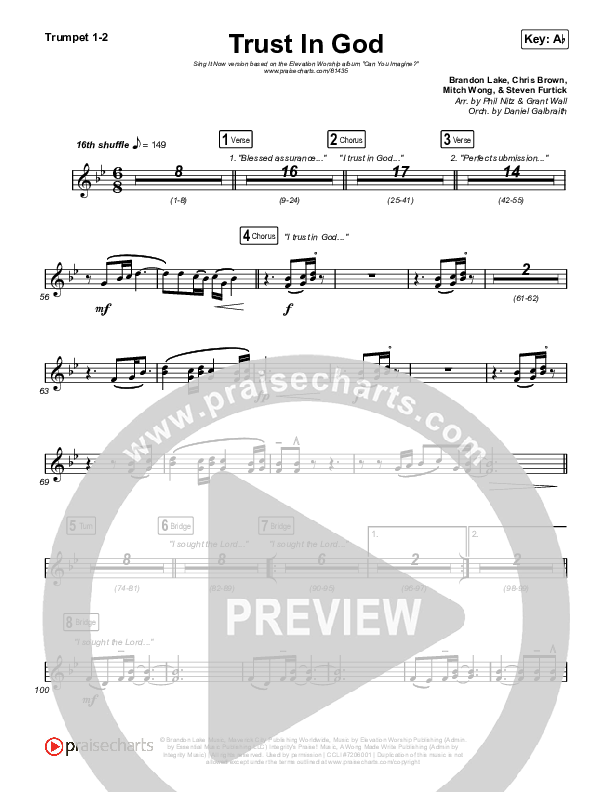 Trust In God (Sing It Now) Trumpet 1,2 (Elevation Worship / Chris Brown / Arr. Phil Nitz)