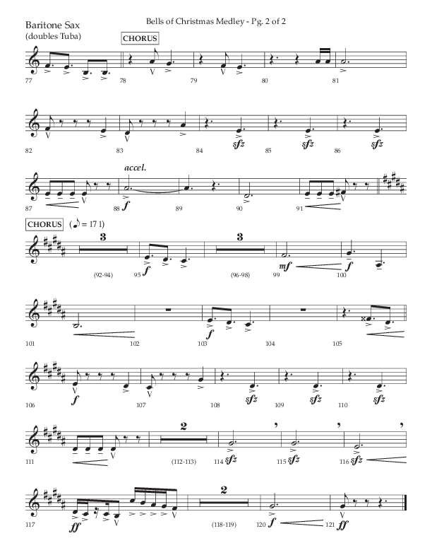 Bells Of Christmas Medley (Choral Anthem SATB) Bari Sax (Lifeway Choral / Arr. David Wise)
