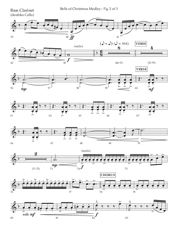 Bells Of Christmas Medley (Choral Anthem SATB) Bass Clarinet (Lifeway Choral / Arr. David Wise)