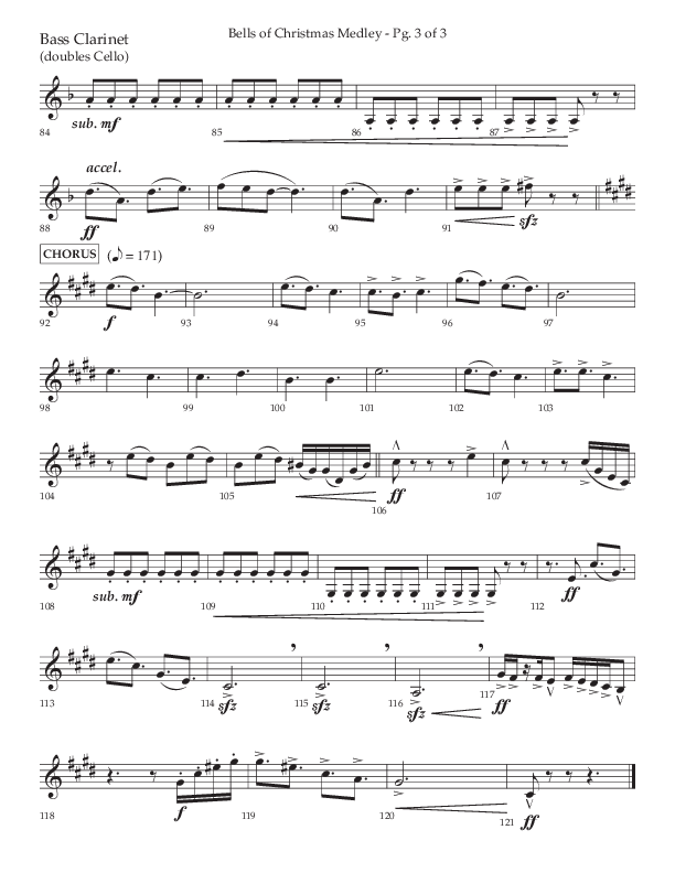 Bells Of Christmas Medley (Choral Anthem SATB) Bass Clarinet (Lifeway Choral / Arr. David Wise)