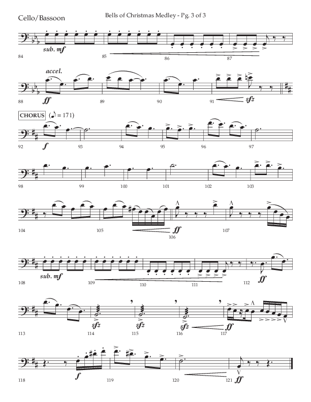 Bells Of Christmas Medley (Choral Anthem SATB) Cello (Lifeway Choral / Arr. David Wise)