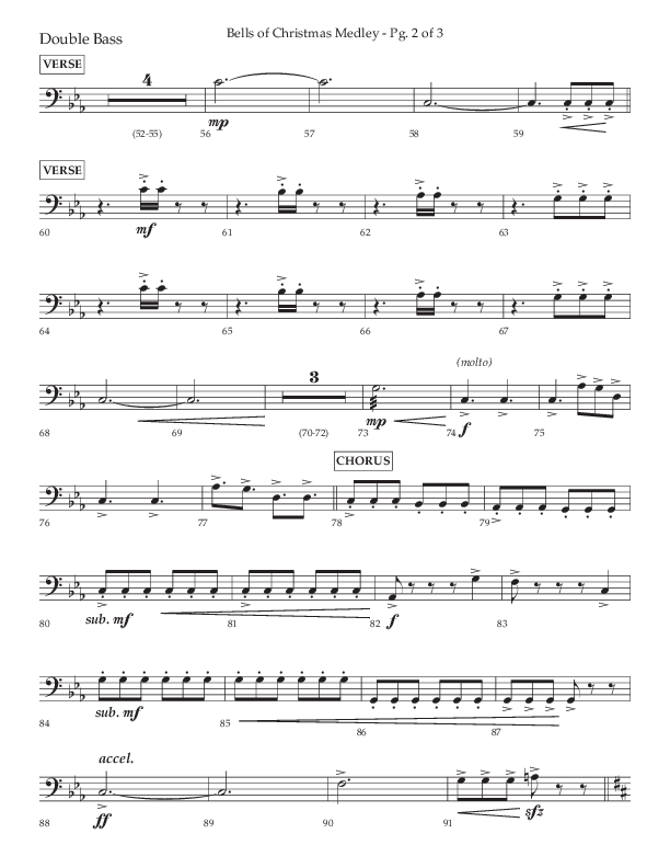 Bells Of Christmas Medley (Choral Anthem SATB) Double Bass (Lifeway Choral / Arr. David Wise)