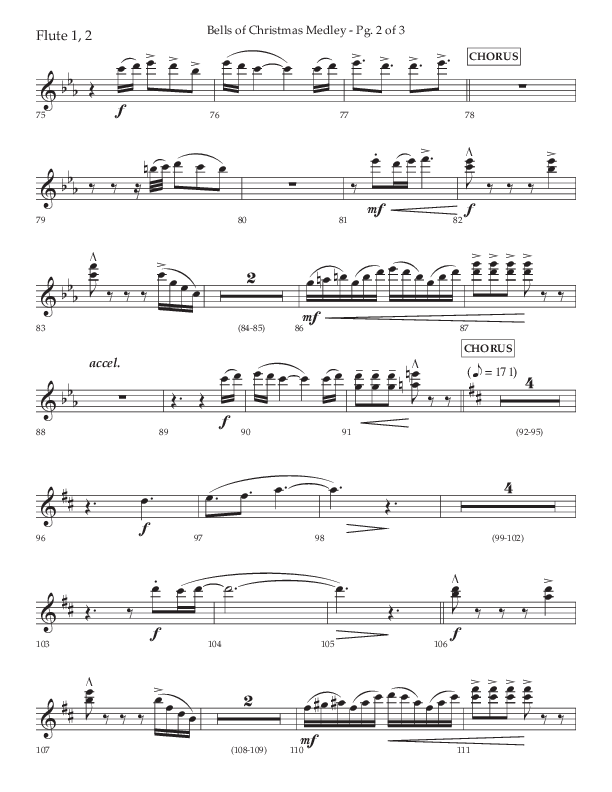 Bells Of Christmas Medley (Choral Anthem SATB) Flute 1/2 (Lifeway Choral / Arr. David Wise)