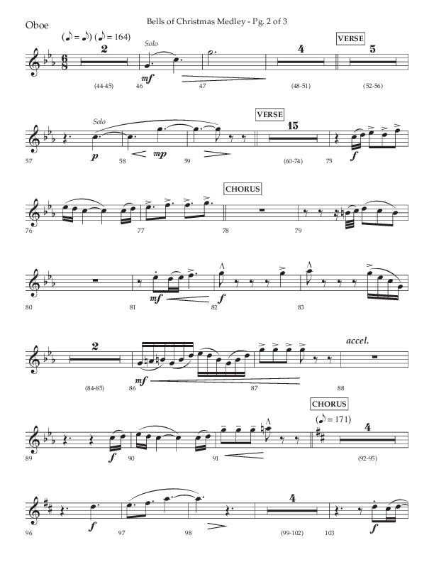 Bells Of Christmas Medley (Choral Anthem SATB) Oboe (Lifeway Choral / Arr. David Wise)
