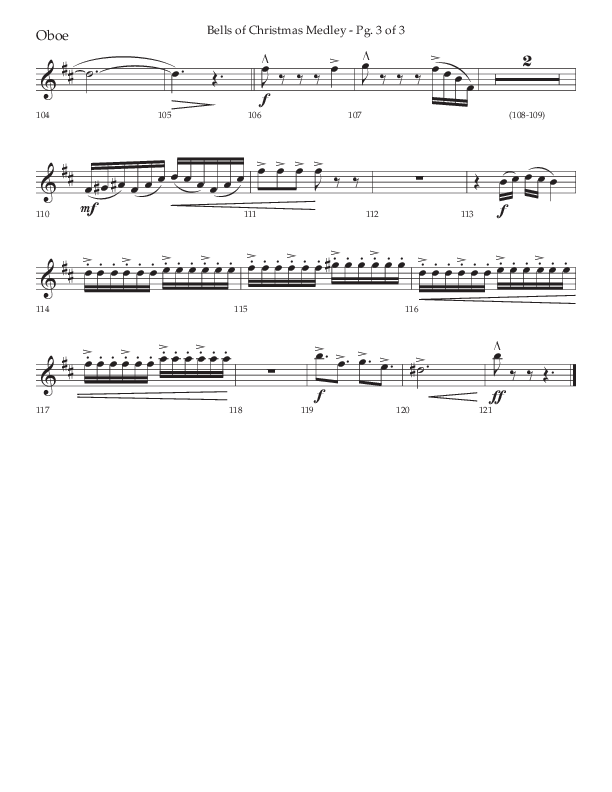 Bells Of Christmas Medley (Choral Anthem SATB) Oboe (Lifeway Choral / Arr. David Wise)
