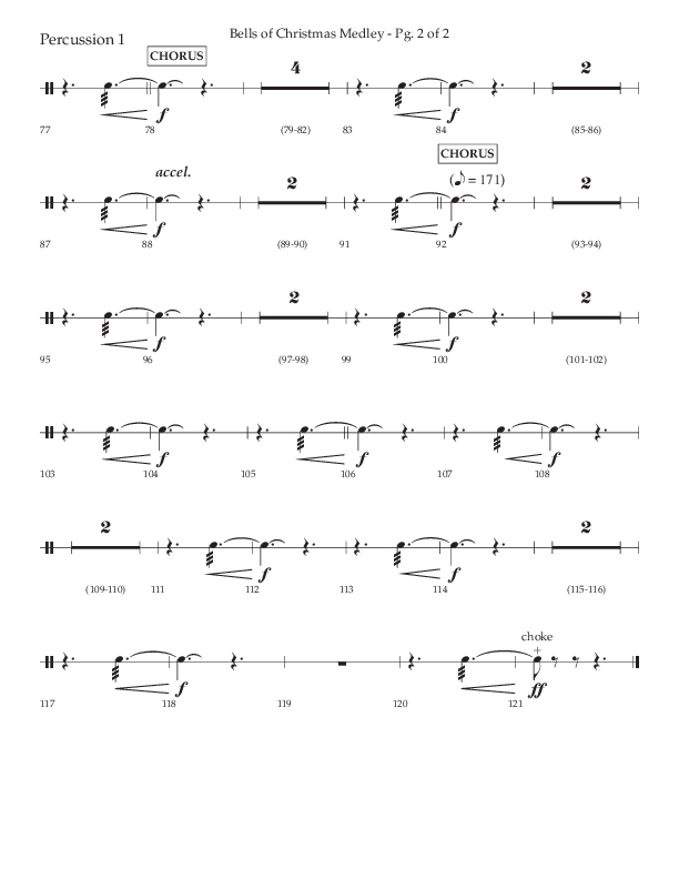 Bells Of Christmas Medley (Choral Anthem SATB) Percussion 1/2 (Lifeway Choral / Arr. David Wise)