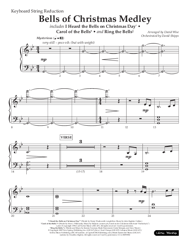 Bells Of Christmas Medley (Choral Anthem SATB) String Reduction (Lifeway Choral / Arr. David Wise)