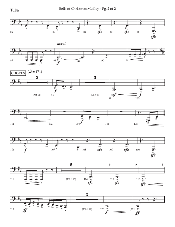 Bells Of Christmas Medley (Choral Anthem SATB) Tuba (Lifeway Choral / Arr. David Wise)