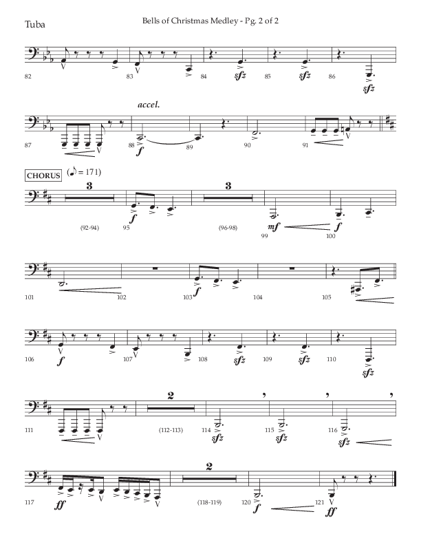 Bells Of Christmas Medley (Choral Anthem SATB) Tuba (Lifeway Choral / Arr. David Wise)