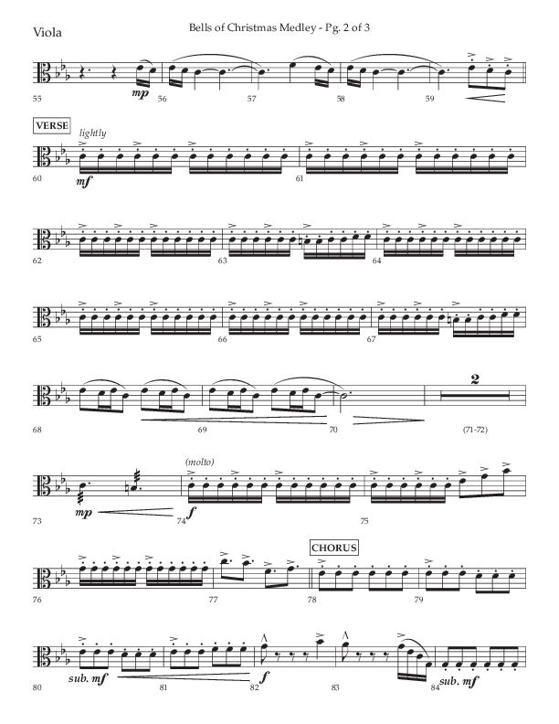 Bells Of Christmas Medley (Choral Anthem SATB) Viola (Lifeway Choral / Arr. David Wise)