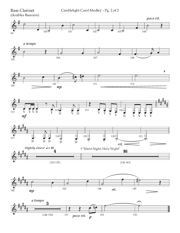 Candlelight Carol Medley (Choral Anthem SATB) Bass Clarinet (Lifeway Choral / Arr. John Bolin)