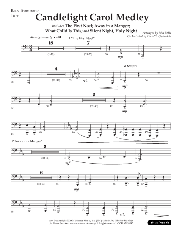 Candlelight Carol Medley (Choral Anthem SATB) Orchestration (Lifeway Choral / Arr. John Bolin)