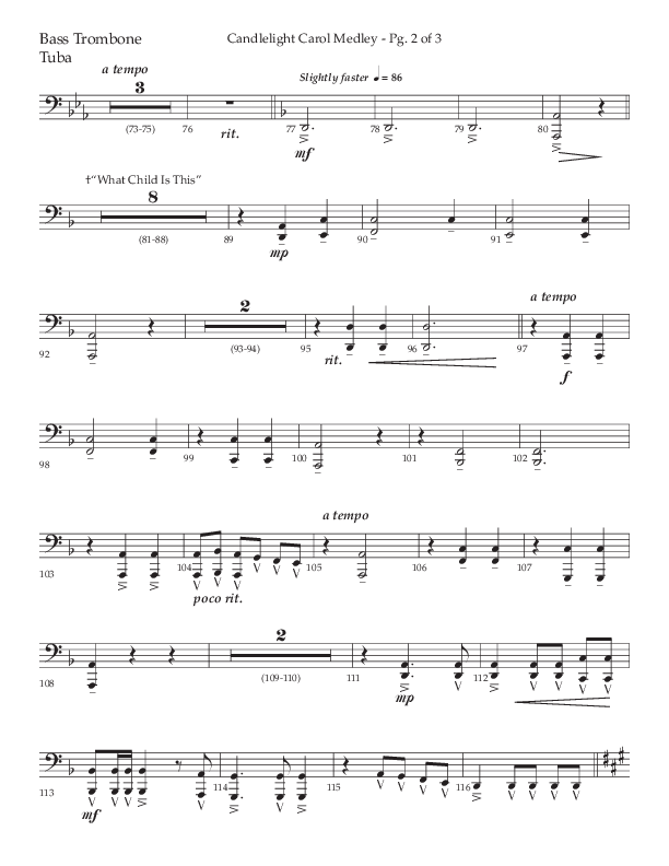 Candlelight Carol Medley (Choral Anthem SATB) Bass Trombone, Tuba (Lifeway Choral / Arr. John Bolin)