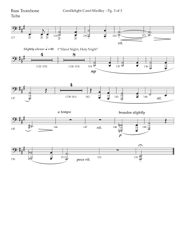 Candlelight Carol Medley (Choral Anthem SATB) Bass Trombone, Tuba (Lifeway Choral / Arr. John Bolin)