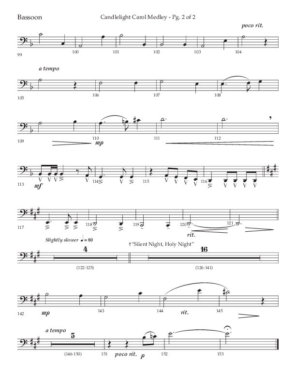 Candlelight Carol Medley (Choral Anthem SATB) Bassoon (Lifeway Choral / Arr. John Bolin)
