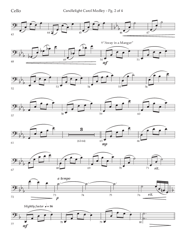 Candlelight Carol Medley (Choral Anthem SATB) Cello (Lifeway Choral / Arr. John Bolin)