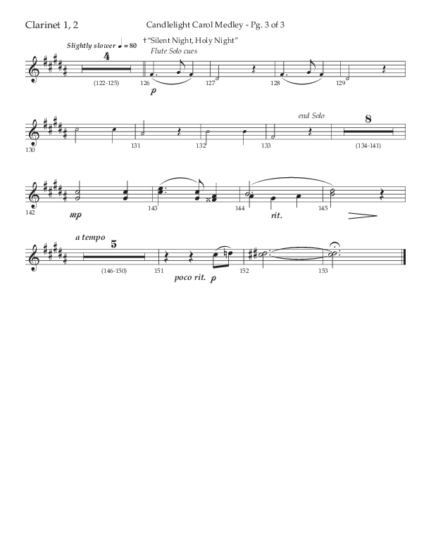 Candlelight Carol Medley (Choral Anthem SATB) Clarinet 1/2 (Lifeway Choral / Arr. John Bolin)