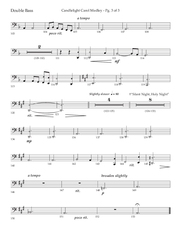 Candlelight Carol Medley (Choral Anthem SATB) Double Bass (Lifeway Choral / Arr. John Bolin)