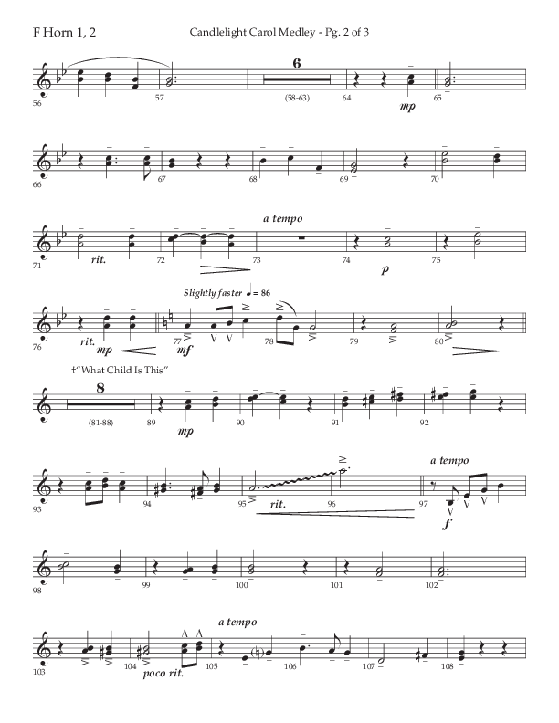 Candlelight Carol Medley (Choral Anthem SATB) French Horn 1/2 (Lifeway Choral / Arr. John Bolin)