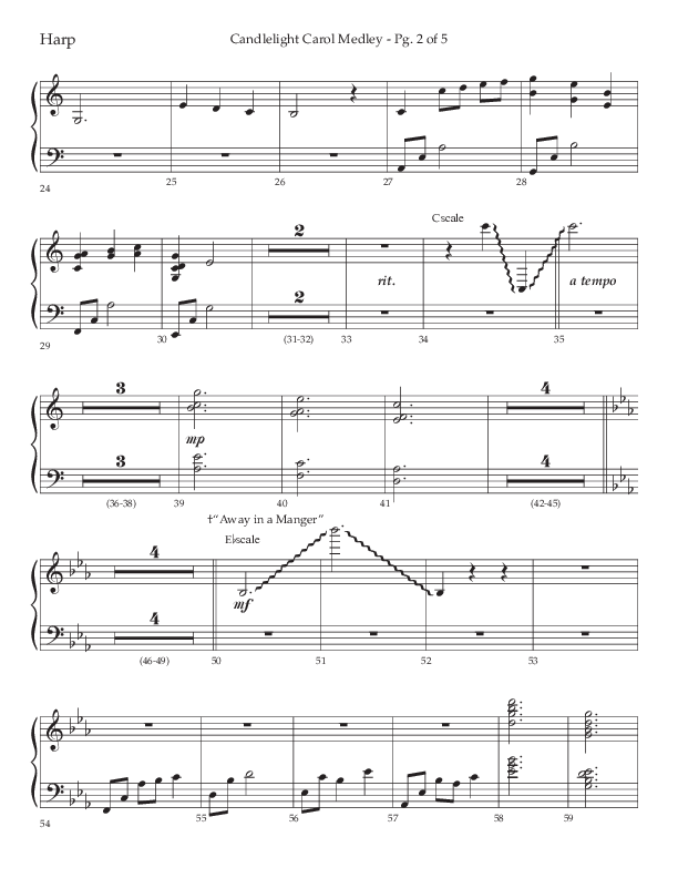 Candlelight Carol Medley (Choral Anthem SATB) Harp (Lifeway Choral / Arr. John Bolin)