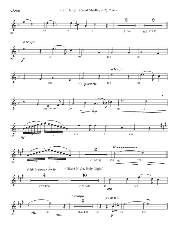 Candlelight Carol Medley (Choral Anthem SATB) Oboe (Lifeway Choral / Arr. John Bolin)