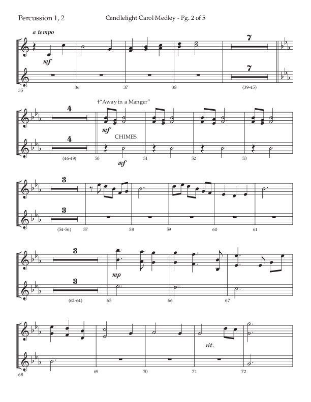 Candlelight Carol Medley (Choral Anthem SATB) Percussion (Lifeway Choral / Arr. John Bolin)