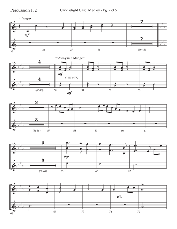 Candlelight Carol Medley (Choral Anthem SATB) Percussion (Lifeway Choral / Arr. John Bolin)