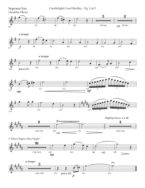 Candlelight Carol Medley (Choral Anthem SATB) Soprano Sax (Lifeway Choral / Arr. John Bolin)