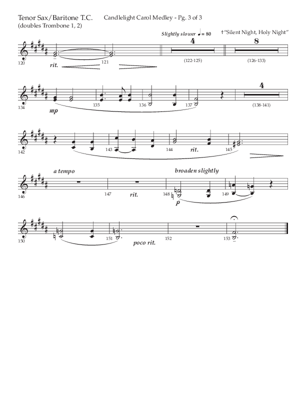Candlelight Carol Medley (Choral Anthem SATB) Tenor Sax/Baritone T.C. (Lifeway Choral / Arr. John Bolin)