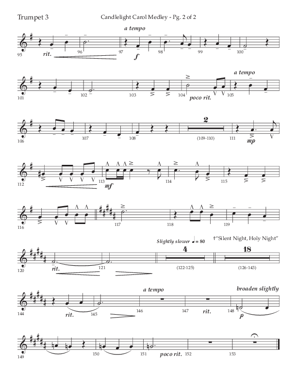 Candlelight Carol Medley (Choral Anthem SATB) Trumpet 3 (Lifeway Choral / Arr. John Bolin)