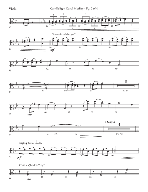 Candlelight Carol Medley (Choral Anthem SATB) Viola (Lifeway Choral / Arr. John Bolin)