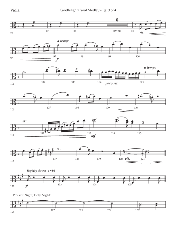 Candlelight Carol Medley (Choral Anthem SATB) Viola (Lifeway Choral / Arr. John Bolin)