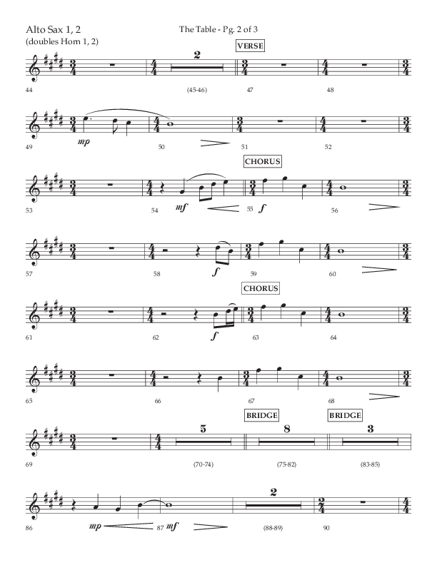 The Table (A Candlelight Communion Service) (Choral Anthem SATB) Alto Sax 1/2 (Lifeway Choral / Arr. Cliff Duren)