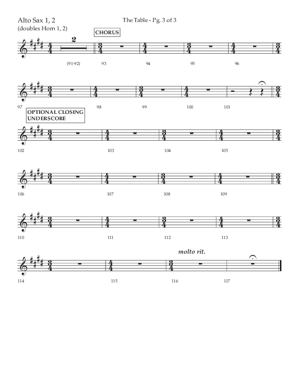 The Table (A Candlelight Communion Service) (Choral Anthem SATB) Alto Sax 1/2 (Lifeway Choral / Arr. Cliff Duren)